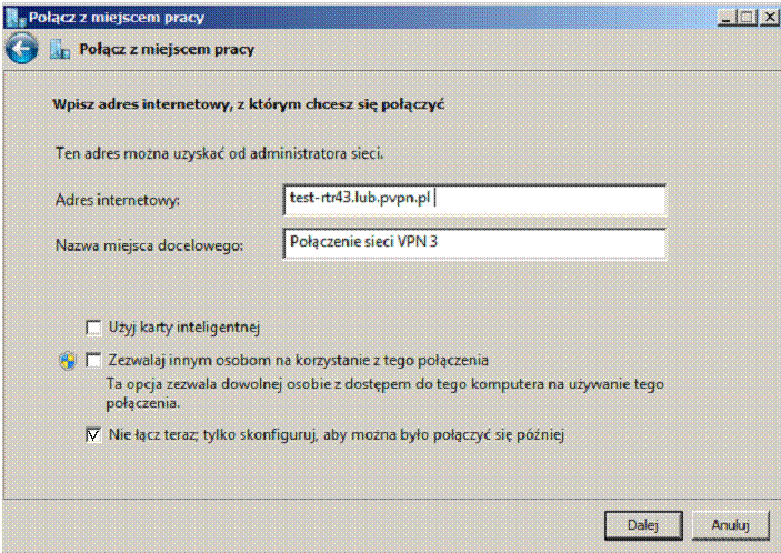 Połączenia sieciowe VPN w Windows
